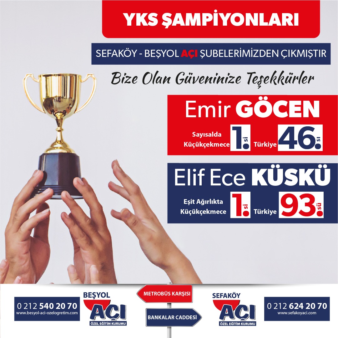 2021 YKS'de dereceye giren öğrencilerimiz Emir GÖCEN ve Elif Ece KÜSKÜ'yü tebrik ediyoruz. 2021 YKS'de dereceye giren öğrencilerimiz Emir GÖCEN ve Elif Ece KÜSKÜ'yü tebrik ediyoruz.