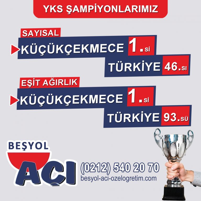 2021 YKS Küçükçekmece 1.si Türkiye 46.sı, Eşit Ağırlık Küçükçekmece 1.si Türkiye 93.sü Beşyol Açı'dan çıkmıştır.
